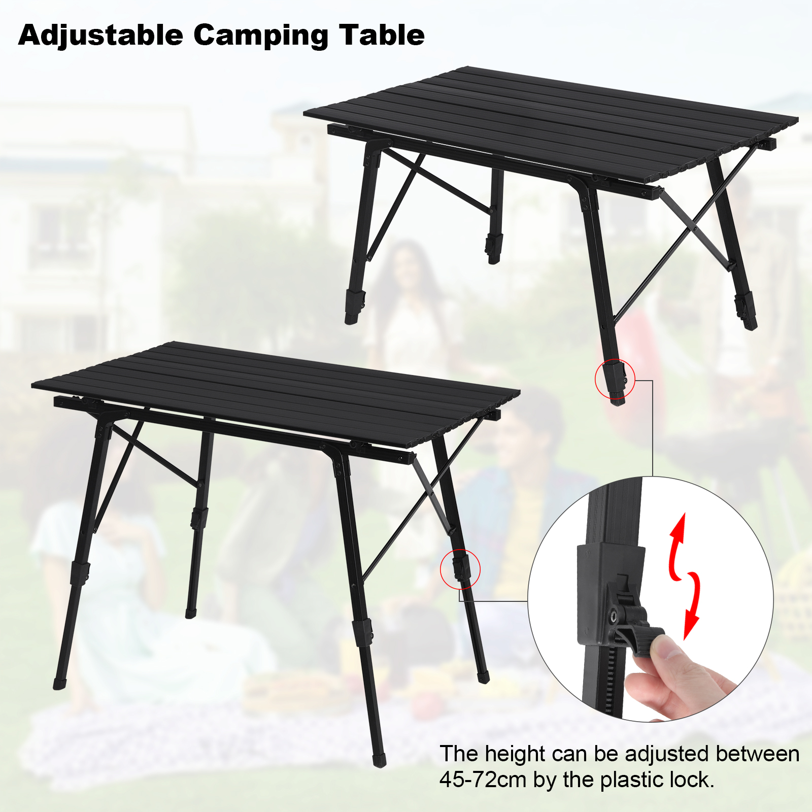 Portable Folding Camping Table Height Adjustable, Ultralight